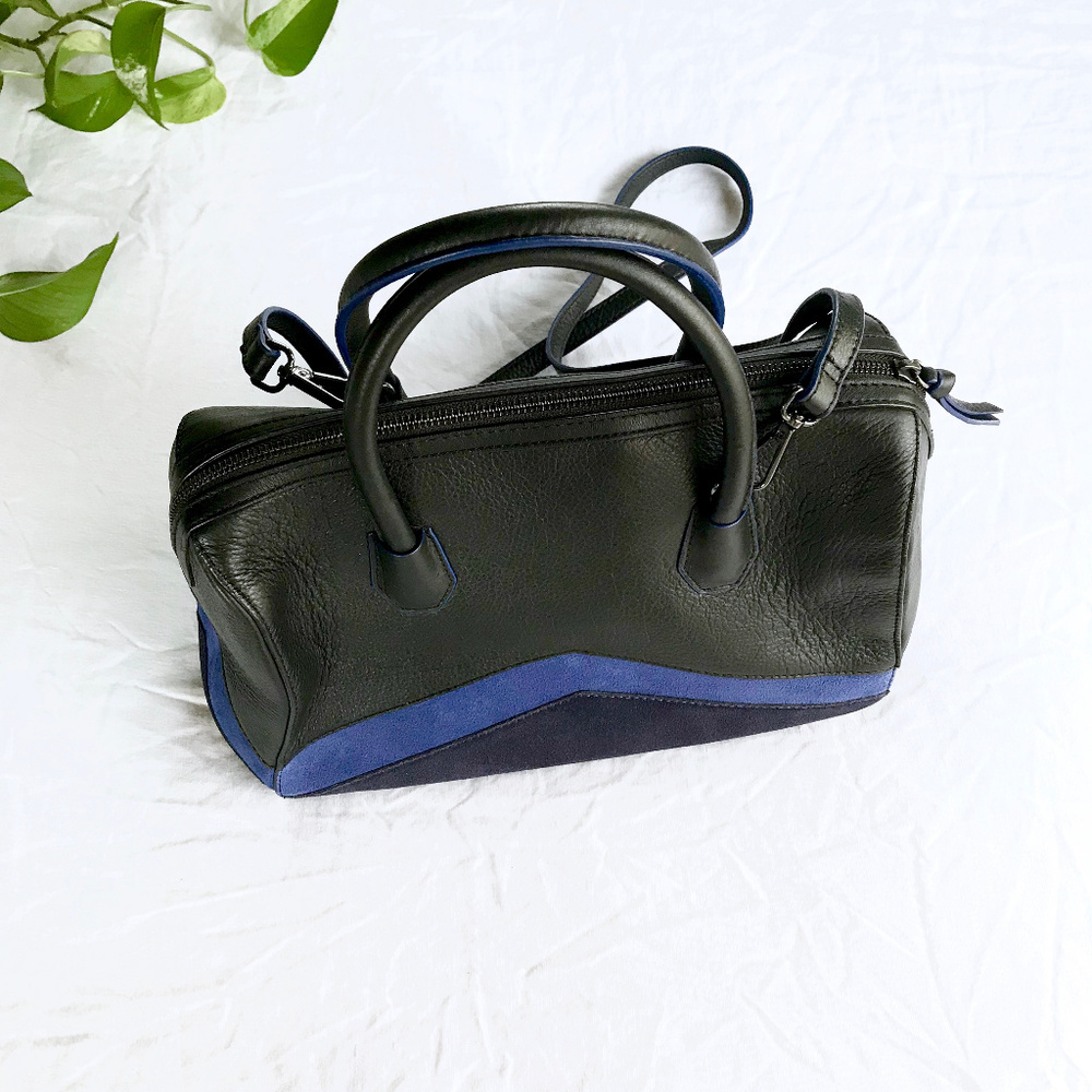 🆕 THE FIX Bailee Satchel Purse Black & Blue NWOT